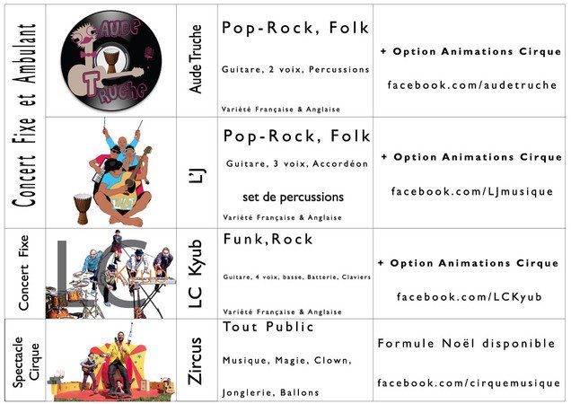 vendeemusique.fr - Groupes de Musique Pop, Rock, Folk, Funk, Variété + Cirque 