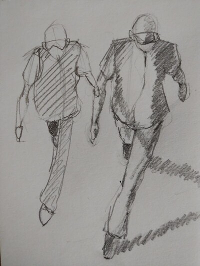 Croquis aquarellés: ville et personnages à Quimper