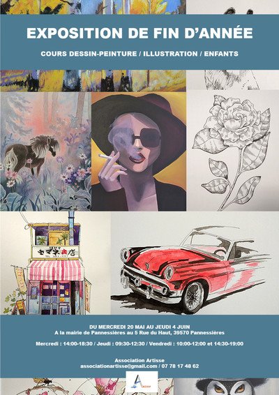 Exposition d'art de fin d'année, cours dessin-peinture