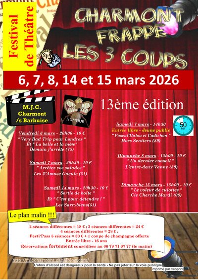 Festival de théâtre amateur "Charmont frappe les 3 coups"