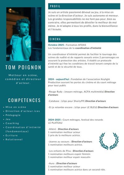 Tom Poignon - Coaching d'acteur/actrice