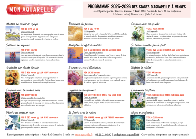 Mon aquarelle - Ateliers à la carte
