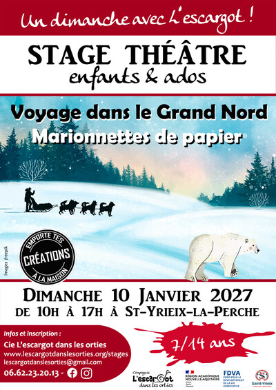Stage marionnettes de papier " Le Grand Nord " - 7/14 ans