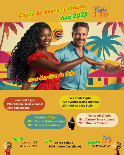 Cours de danses cubaines Juin 2025
