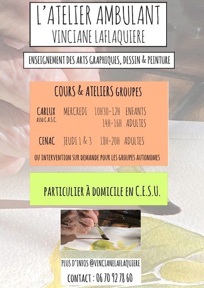 Vinciane L’ATELIER AMBULANT - Cours dessin peinture arts graphiques