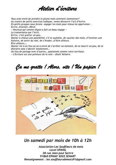 ATELIER D'ECRITURE - CA ME GRATTE, VITE UN PAPIER