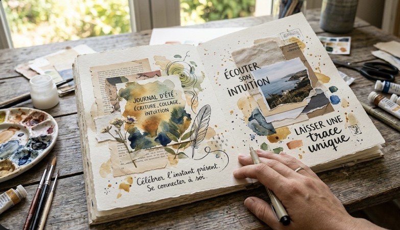 Journal d'été avec écriture, collage et intuition