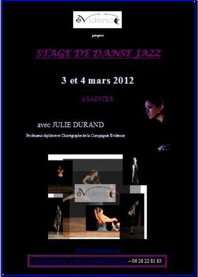Stage de danse jazz 3 et 4 mars 2012 à Saintes!!! 