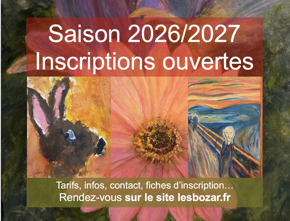 Atelier LE BOZAR Cysoing - Rentrée 2026, les inscriptions sont ouvertes.