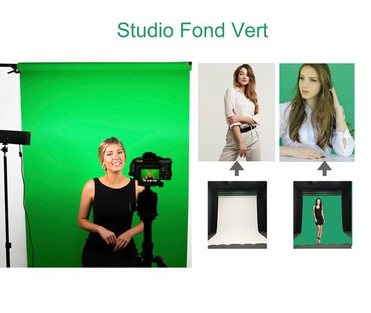 Atelier / studio fond vert / noir / blanc 