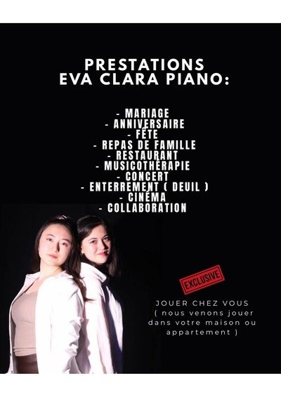 Eva Clara Piano - Duo de pianistes professionnnelles/pop classique adoration