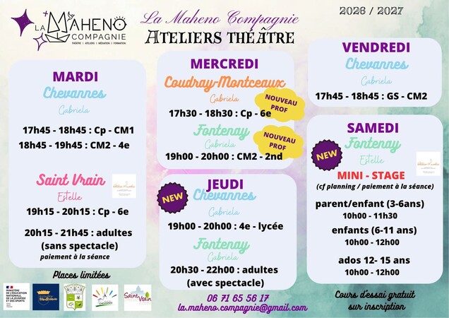 La Maheno Compagnie - Nos ateliers 2026/2027