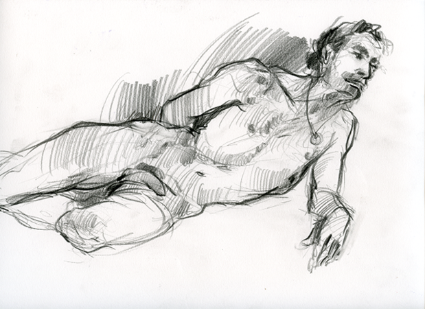 Modèle vivant mature pose pour artistes, peintre, dessins
