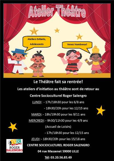 Centre socio-culturel R.Salengro - Ateliers théâtre enfants/ados