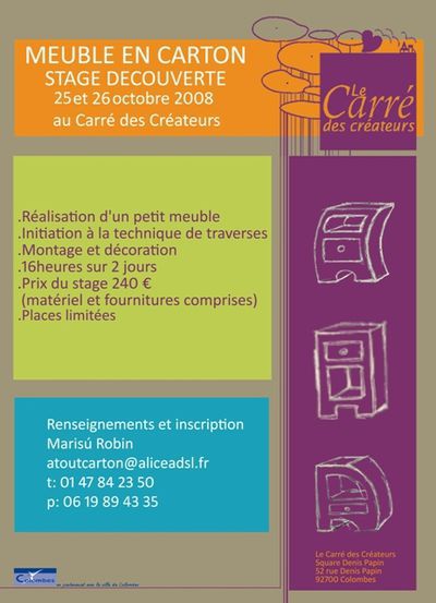 Meuble en carton, stage découverte