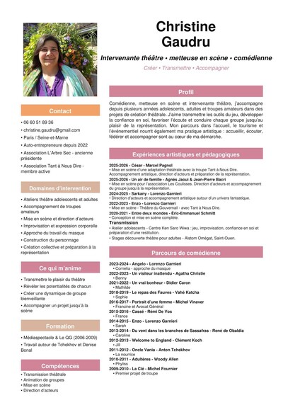Proposition cours ou mise en scène