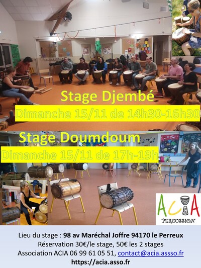 ACIA | Stages de percussion africaine | Le Perreux-sur-Marne