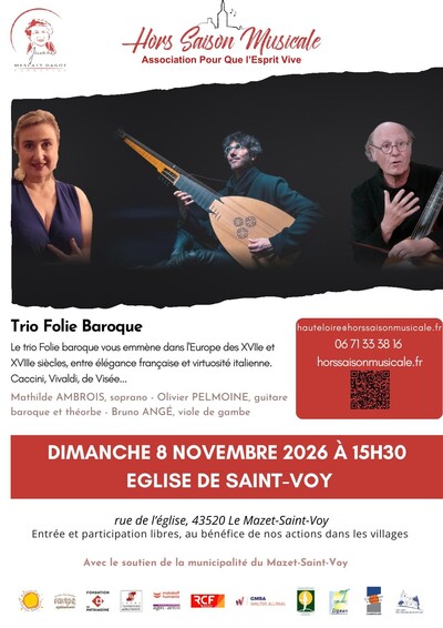 Hors Saison Musicale : Le trio Folie Baroque en concert !