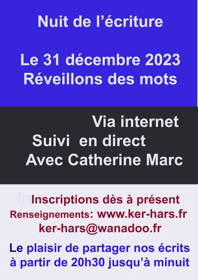 Nuit de l'écriture pour le 31 decembre