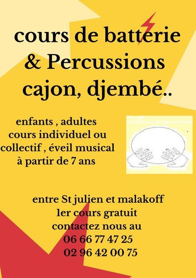 Lionel Bourillon - Cours de batterie, Djembé, cajon, handpan, Contrebasse.