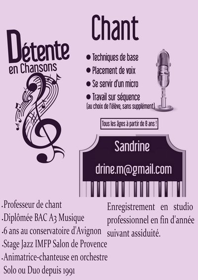 Détente en Chansons - Cours de chant à partir de 8 ans.