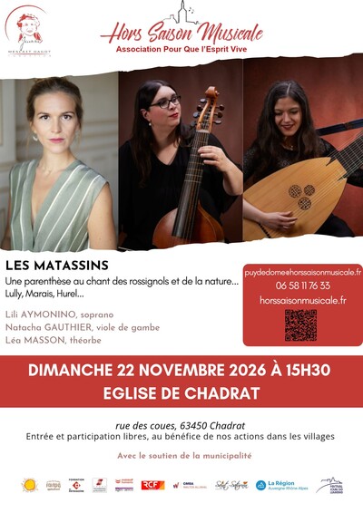 Le trio les Matassins en concert à Chadrat Saint-Saturnin !