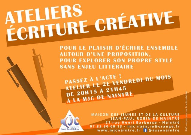 MJC de Naintré - Ateliers écriture créative