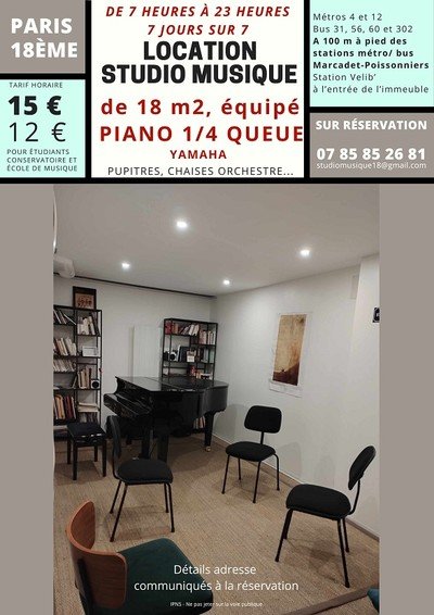 Studio avec piano à queue