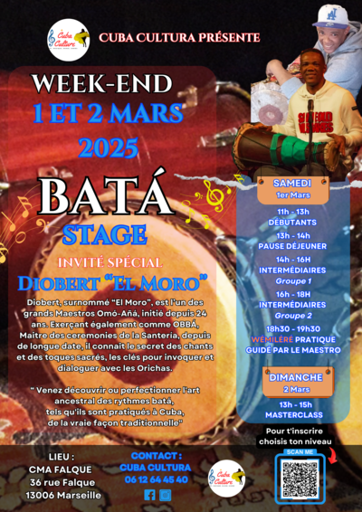 SAMEDI 1er mars: Tambours BATÁS Stage