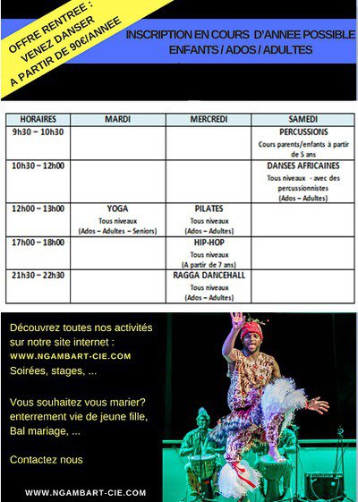 Association Ngamb'Art - Cours à l'année à partir du 12 septembre 2017 au Gymnase Delessert