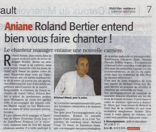 Roland Bertier | Cours de chant | Aumelas