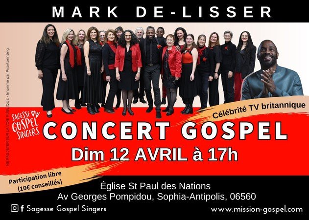 Concert Gospel 12 avril 2026 Sophia Antipolis