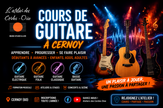 Atelier des cordes-Oise - Cours de guitare électrique, acoustique, Basse, MAO