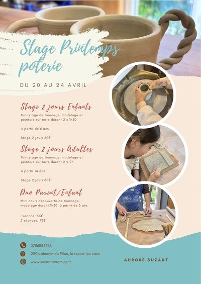Stage vacance et Cours de Poterie