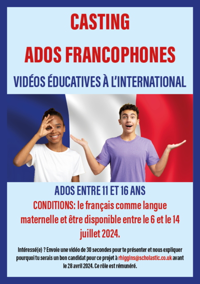 Casting des ados francophones pour des vidéos éducatives
