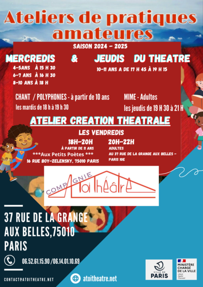 Cie A TOI THEATRE - ATELIERS THEATRE - ENFANTS - 2025