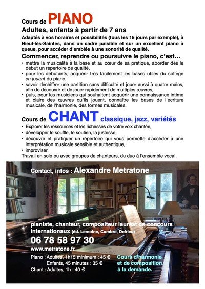Alexandre Metratone - Cours de piano, cours de chant 