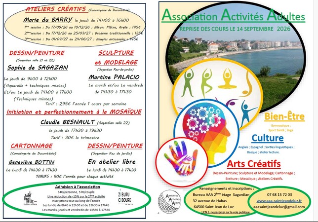 Association Activités Adultes - cours de gymnastique, langues vivantes, arts créatifs