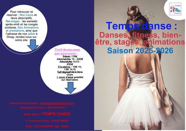 TEMPS DANSE - NOS COURS DE SEPTEMBRE 2025 A JUIN 2026 A ORSAY