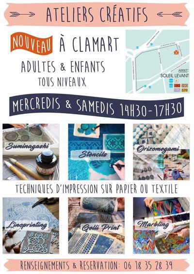 Ateliers Créatifs - Cours techniques d’impression: marbling linoprint ...
