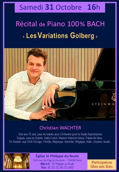Récital de Piano : 100% BACH  -  les Variations Goldberg-