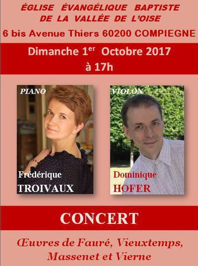 Concert Frédérique Troivaux Piano  Dominique Hofer Violon