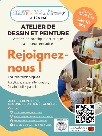 Crayons et Pinceaux à Uxem - Inscriptions à l'atelier - année 2026/2027
