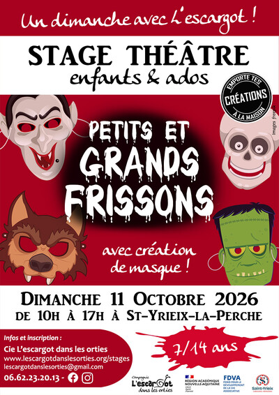 Stage théâtre masqué «Petits et Grands Frissons» - 7/14 ans
