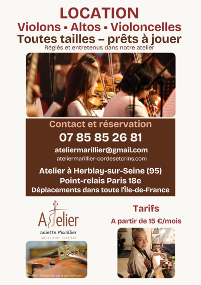 Atelier MARILLIER CORDES ET CRINS - Location violons/violoncelles/altos