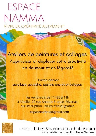 Espace Namma - cours et stage de peinture acrylique & collage (mixed média)
