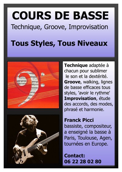 Franck Picci - Cours de basse, tous styles, tous niveaux 
