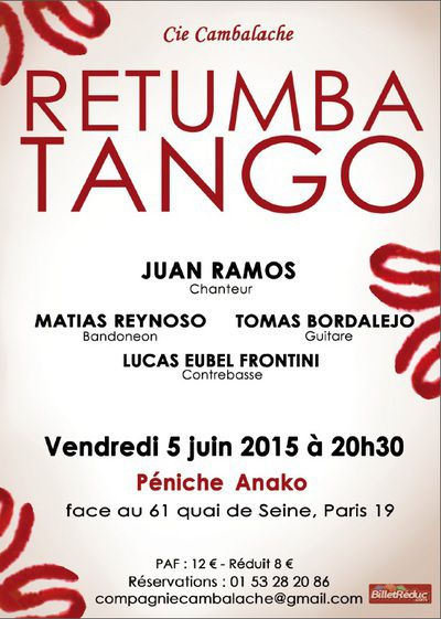 Retumba Tango, vendredi 5 juin 2015 à 20h30, Péniche Anako