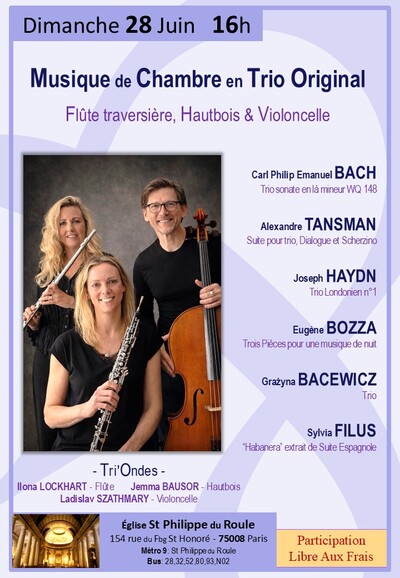 Trio Original  :  Flûte traversière, Hautbois & Violoncelle