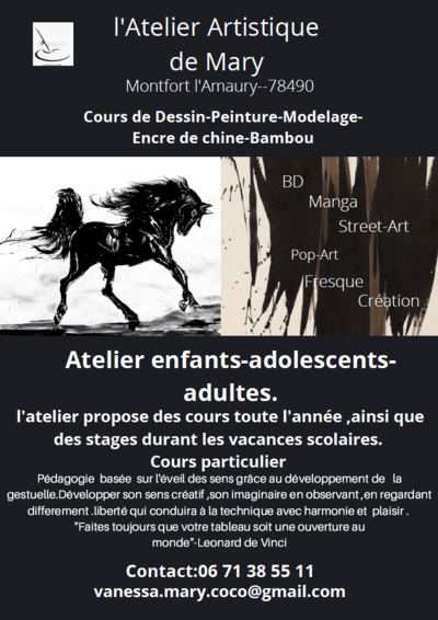 L'Atelier Artistique de Mary   - Cours de Peinture, Dessin, Modelage, Encre de Chine, Bambou